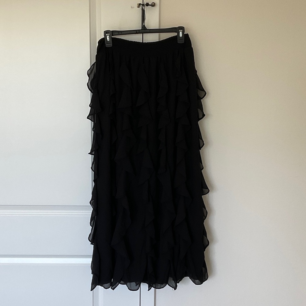 1.State Women's Ruffle Smocked-Waist Maxi Skirt LARGE